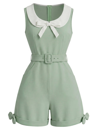 [Pre-Sale] Green 1950s Square Neck One Piece Shorts Set 3