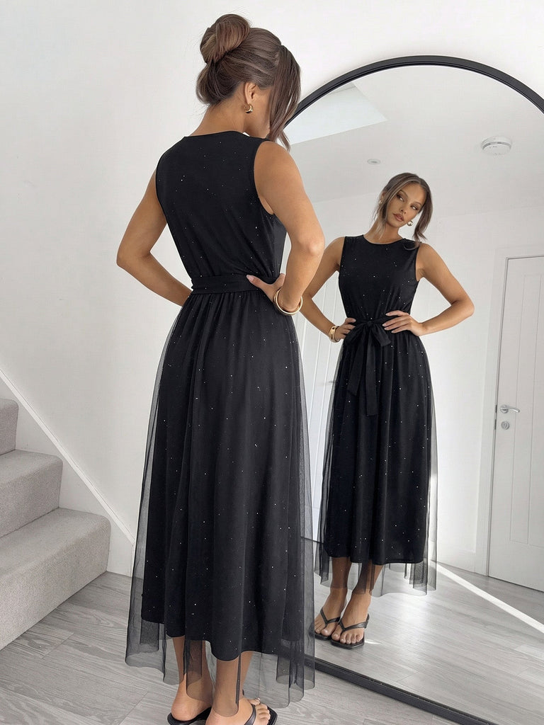 Elegant Black 1950s Vintage Dress 6