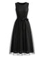 Abito Nero Anni '50 in Tulle Patchwork con Paillettes e Senza Maniche