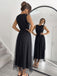 Abito Nero Anni '50 in Tulle Patchwork con Paillettes e Senza Maniche