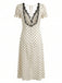 Apricot 1930s Polka Dot Lace V-Neck Dress 2