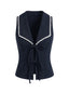 Gilet Blu Marina Anni '50 con Colletto da Marinaio e Bordino in Pizzo