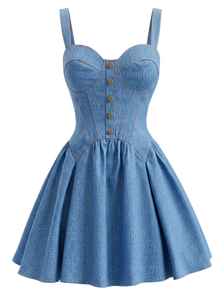 [Pre-Sale] Elegant Dark Blue 1980s Vintage Dress 3