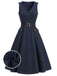 [Prevendita] Abito Blu Navy Anni '50 Revers Scollo a V Senza Maniche in Denim 2