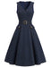 [Prevendita] Abito Blu Navy Anni '50 Revers Scollo a V Senza Maniche in Denim 3