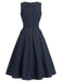 [Prevendita] Abito Blu Navy Anni '50 Revers Scollo a V Senza Maniche in Denim 5