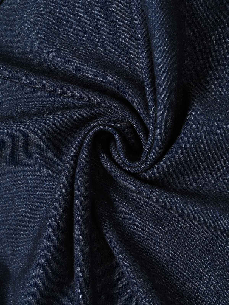 [Prevendita] Abito Blu Navy Anni '50 Revers Scollo a V Senza Maniche in Denim 8
