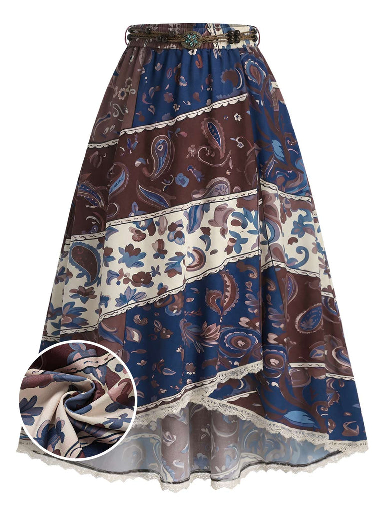 [Prevendita] Gonna Midi Boho Paisley con Pizzo Orlo Irregolare Anni '70