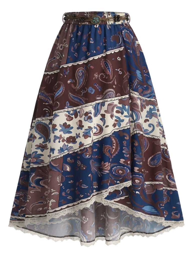 [Prevendita] Gonna Midi Boho Paisley con Pizzo Orlo Irregolare Anni '70 2