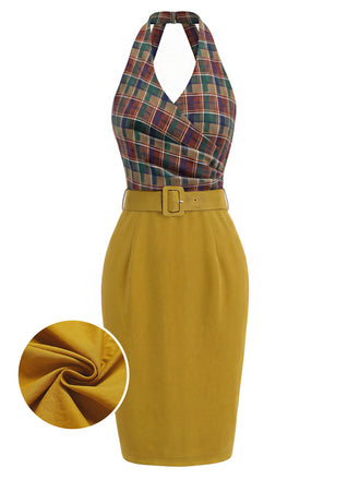 [Prevendita] Abito Multicolore Anni '60 a Quadri con Scollo all'Americana Scollo a V Schiena Scoperta a Matita 2