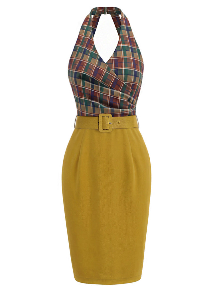 [Prevendita] Abito Multicolore Anni '60 a Quadri con Scollo all'Americana Scollo a V Schiena Scoperta a Matita 3
