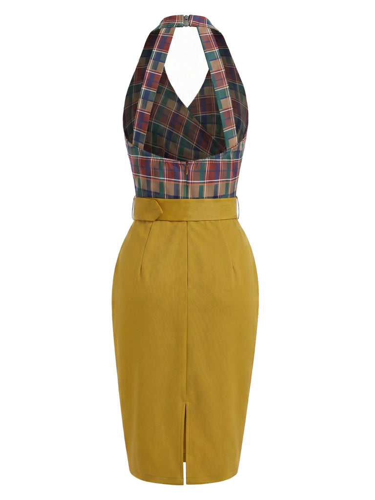 [Prevendita] Abito Multicolore Anni '60 a Quadri con Scollo all'Americana Scollo a V Schiena Scoperta a Matita 5