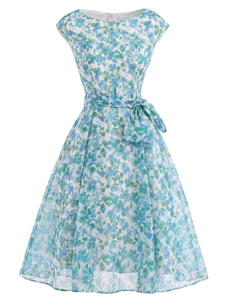 [Pre-Sale] 1950s Print Tie Waist Swing Dress 3