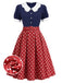 [Prevendita] Abito Blu Navy Anni '50 a Pois Petal Collar 2