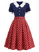 [Prevendita] Abito Blu Navy Anni '50 a Pois Petal Collar 3