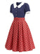 [Prevendita] Abito Blu Navy Anni '50 a Pois Petal Collar 5