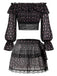 [Prevendita] 3 Pezzi Top a Piccoli Fiori in Pizzo Nero con Gonna Lunga e Gonna Mini Anni '50 7