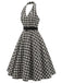 [Prevendita] Abito Svasato Nero a Quadri Halter con Cintura e Tasche Anni '50 3