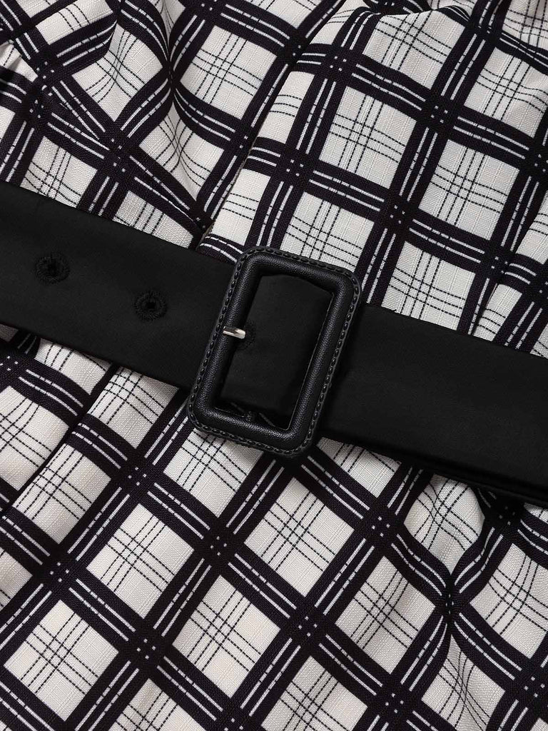 [Prevendita] Abito Svasato Nero a Quadri Halter con Cintura e Tasche Anni '50 7