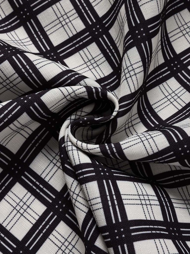 [Prevendita] Abito Svasato Nero a Quadri Halter con Cintura e Tasche Anni '50 8