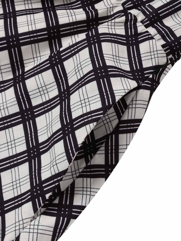[Prevendita] Abito Svasato Nero a Quadri Halter con Cintura e Tasche Anni '50 6