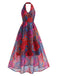 [Prevendita] Abito Multicolore Floreale Halter Scollo a V in Mesh Anni '30 3
