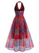 [Prevendita] Abito Multicolore Floreale Halter Scollo a V in Mesh Anni '30 5