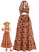 [Prevendita] Abito Maxi Halter Scollo a V Profondo Ritagliato Stampa Astratta Anni '70