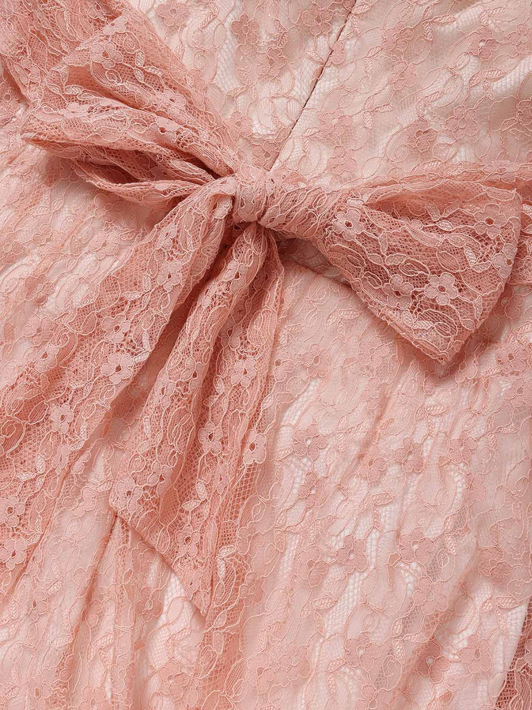 [Prevendita] Abito Corsetto Spalline Sottili Scollo a Cuore in Pizzo Rosa Anni '40 6