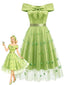 [Prevendita] Abito Anni '50 con Sovrapposizione in Tulle e Farfalla Staccabile