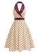[Prevendita] Abito Albicocca a Pois in Raso con Colletto Sciallato e Halter Anni '50 2