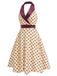 [Prevendita] Abito Albicocca a Pois in Raso con Colletto Sciallato e Halter Anni '50 3