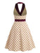[Prevendita] Abito Albicocca a Pois in Raso con Colletto Sciallato e Halter Anni '50 4