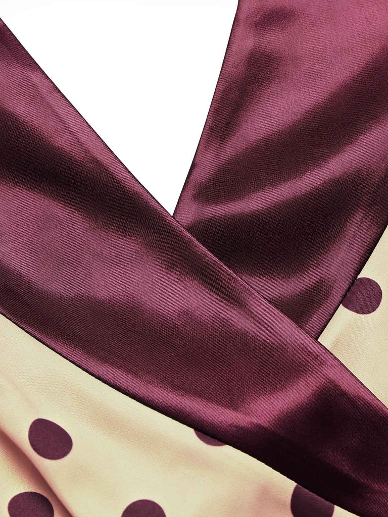 [Prevendita] Abito Albicocca Anni '50 in Raso a Pois con Colletto Sciallato