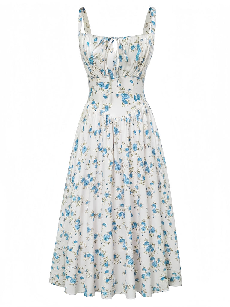 Elegant 1940s Vintage Floral Dress 3