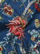 Tuta Corta Blu Anni '70 Boho Floreale Scollo Quadrato con Bottoni‑front 6