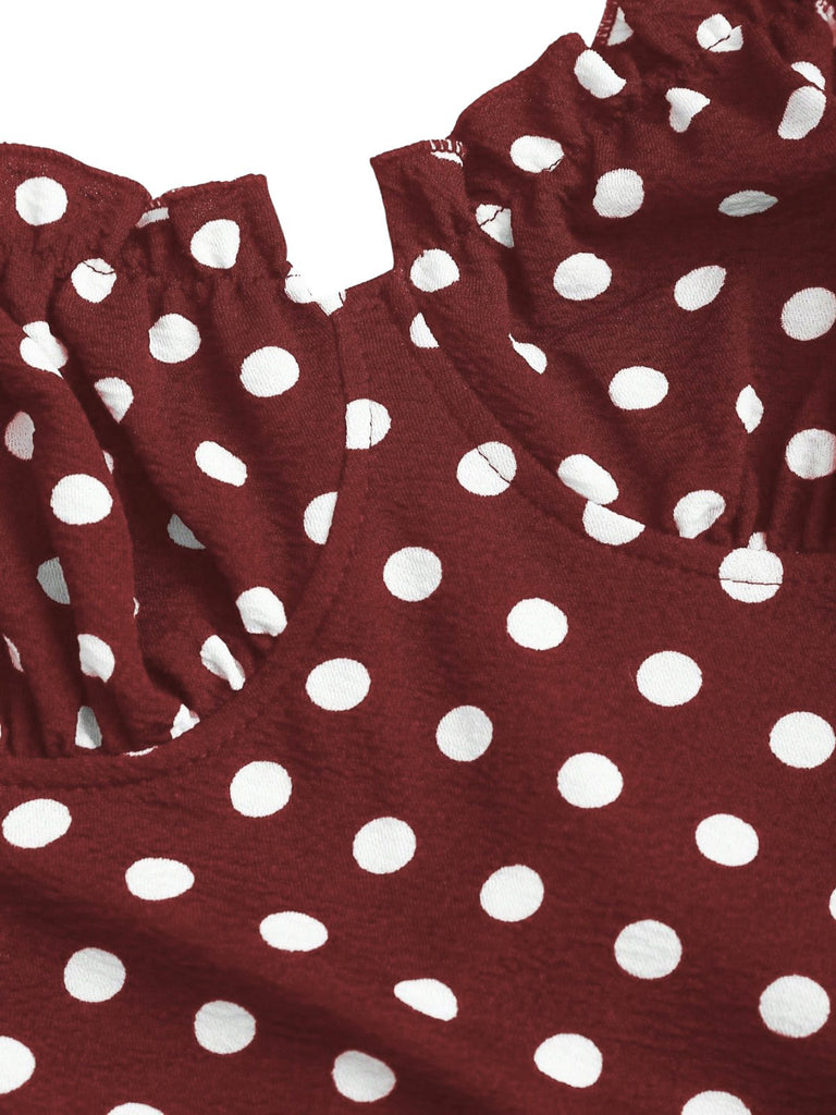 [Prevendita] Abito a Sirena Rosso Anni '30 a Pois con Bretelle Sottili