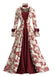 Abito da Ballo Rosso Profondo Anni '30 Rococò Floreale Corsetto