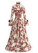 Abito da Ballo Rosso Profondo Anni '30 Rococò Floreale Corsetto 2