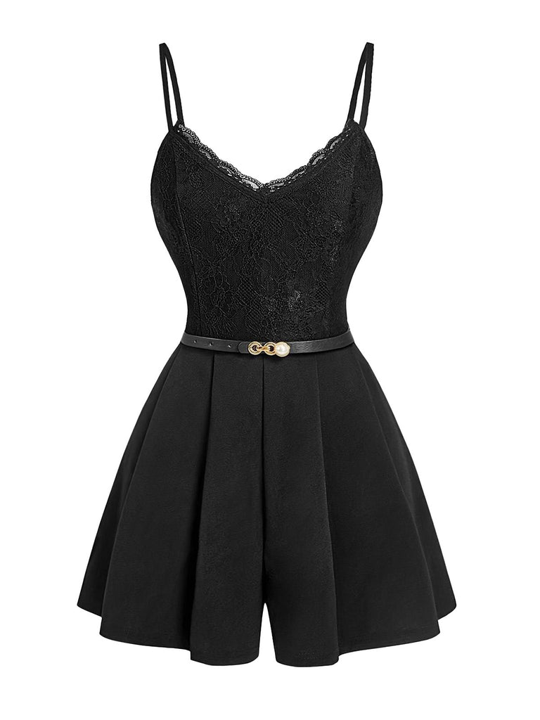 1960s Vintage Lace V Neck Jumpsuit 1