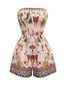 Tuta Corta Anni '70 Boho Bandeau con Stampa a Farfalla