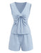 Blue 1940s Vintage Floral Striped Two Piece Set 2