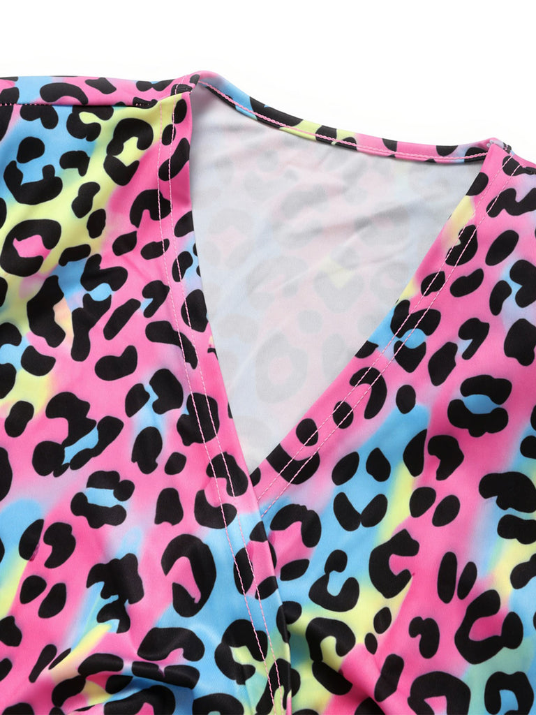[Prevendita] Abito Multicolore Anni '80 in Maglia con Stampa Leopardo Neon e Chiusura a Portafoglio 5