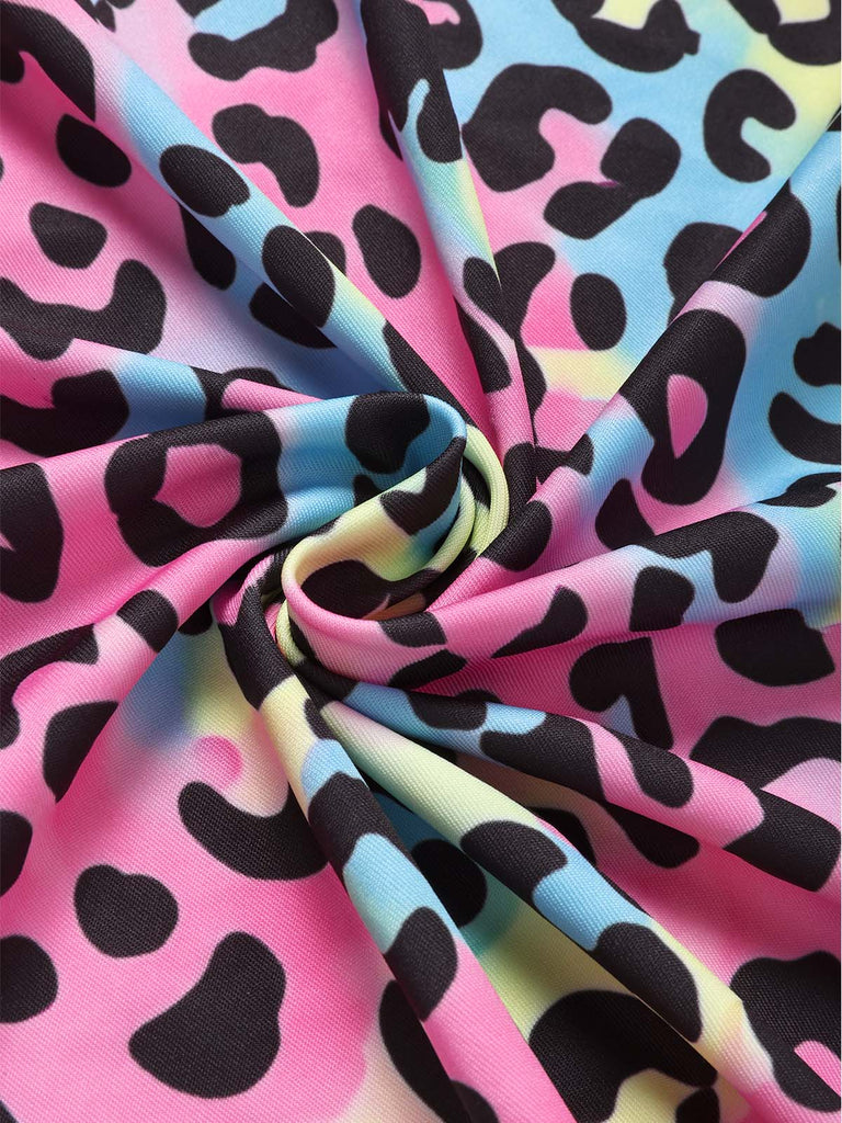 [Prevendita] Abito Multicolore Anni '80 in Maglia con Stampa Leopardo Neon e Chiusura a Portafoglio 7