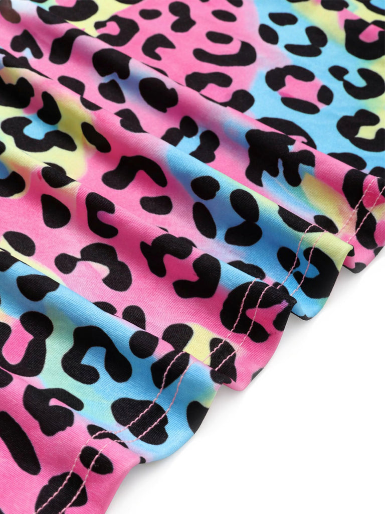 [Prevendita] Abito Multicolore Anni '80 in Maglia con Stampa Leopardo Neon e Chiusura a Portafoglio 8