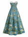 [Prevendita] Abito Azzurro Baby Anni '50 Mandorlo in Fiore Scollo a Cuore Senza Spalline 2
