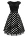 [Prevendita] Abito Svasato Nero a Pois in Maglia con Maniche Corte e Cintura Anni '50 2