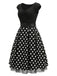 [Prevendita] Abito Svasato Nero a Pois in Maglia con Maniche Corte e Cintura Anni '50 3
