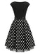 [Prevendita] Abito Svasato Nero a Pois in Maglia con Maniche Corte e Cintura Anni '50 4