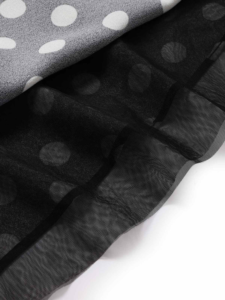 [Prevendita] Abito Svasato Nero a Pois in Maglia con Maniche Corte e Cintura Anni '50 6